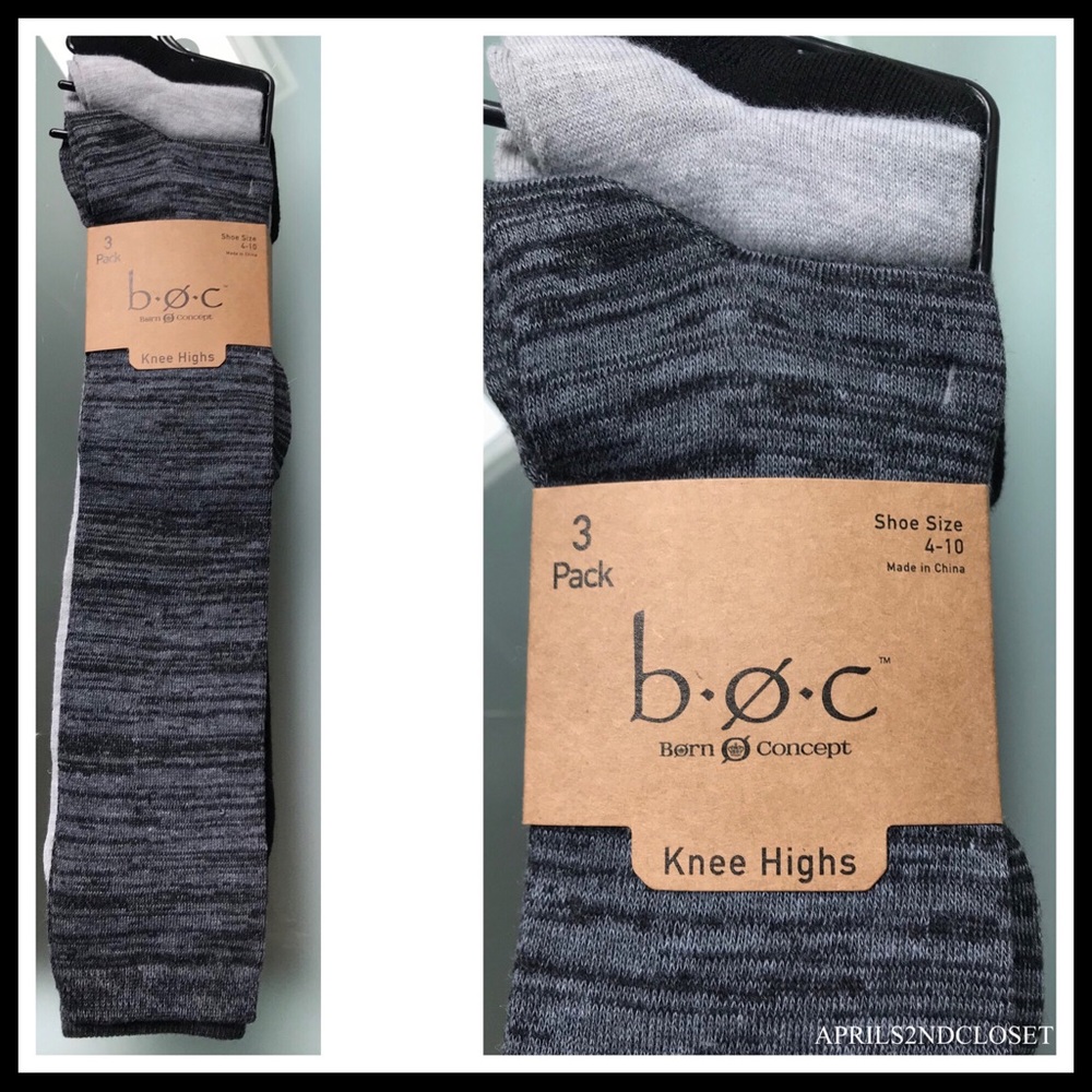 3 PAIRS B.O.C. TALL KNEE HIGH BOOT SOCKS A3C - Picture 8 of 8